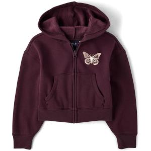 The Children’s Place Girls’ Long Sleeve Hooded Fleece Full Zip Up(Trolley)