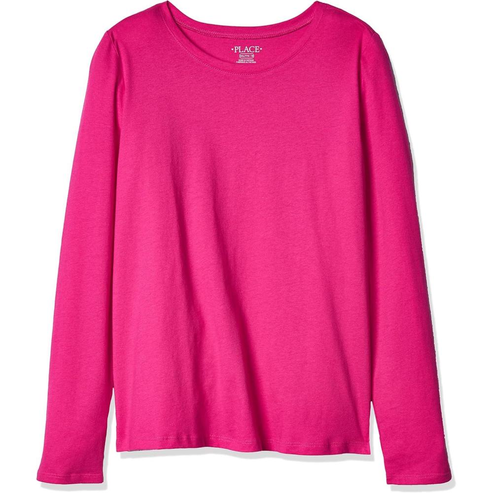 imageThe Childrens Place Girls Basic Long Sleeve Layering TeesAurora Pink Single