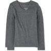The Children’s Place Girls Basic Long Sleeve Layering Tees(Heather Gray 2-pack)