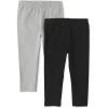 The Children’s Place Girls’ Essential Capri Leggings(Heather Gray/Black 2-pack)