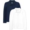 The Children’s Place Girls’ Long Sleeve Pique Polo 2 Pack(Tidal/White 2-pack)