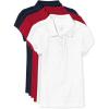 The Children’s Place Girls’ Short Sleeve Ruffle Pique Polo, 6 Pack(Tidal/Red/White)