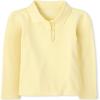 The Children’s Place Girls’ Uniform Long Sleeve Ruffle Pique Polo(Pale Yellow Single)