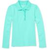 The Children’s Place Girls’ Uniform Long Sleeve Ruffle Pique Polo(Seafrost Single)