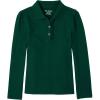 The Children’s Place Girls’ Uniform Long Sleeve Ruffle Pique Polo(Spruce Green Single)
