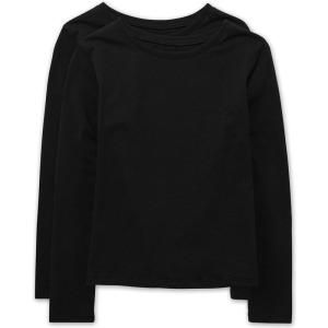 The Children’s Place Girls Basic Long Sleeve Layering Tees(Black 2-pack)