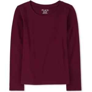 The Children’s Place Girls Basic Long Sleeve Layering Tees(Rubine Single)