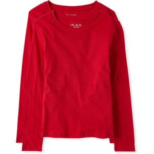 The Children’s Place Girls Basic Long Sleeve Layering Tees(Ruby 2-pack)