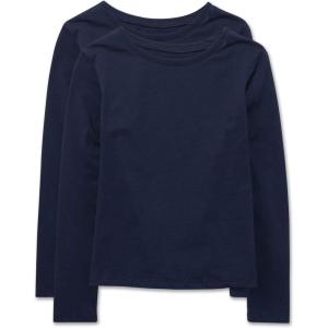 The Children’s Place Girls Basic Long Sleeve Layering Tees(Tidal 2-pack)