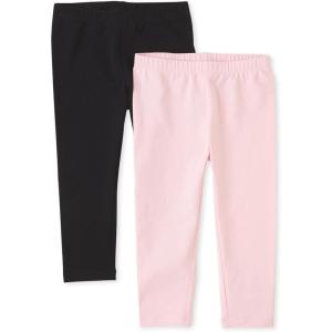The Children’s Place Girls’ Essential Capri Leggings(Black/ Shell 2-pack)
