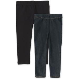 The Children’s Place Girls’ Essential Capri Leggings(Black/True Indigo 2-pack)