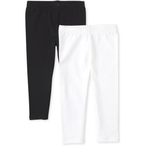 The Children’s Place Girls’ Essential Capri Leggings(White/Black 2-pack)
