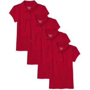 The Children’s Place Girls Short Sleeve Ruffle Pique Polo, 2 Pack(Ruby)