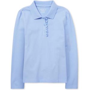 The Children’s Place Girls’ Uniform Long Sleeve Ruffle Pique Polo(Daybreak)