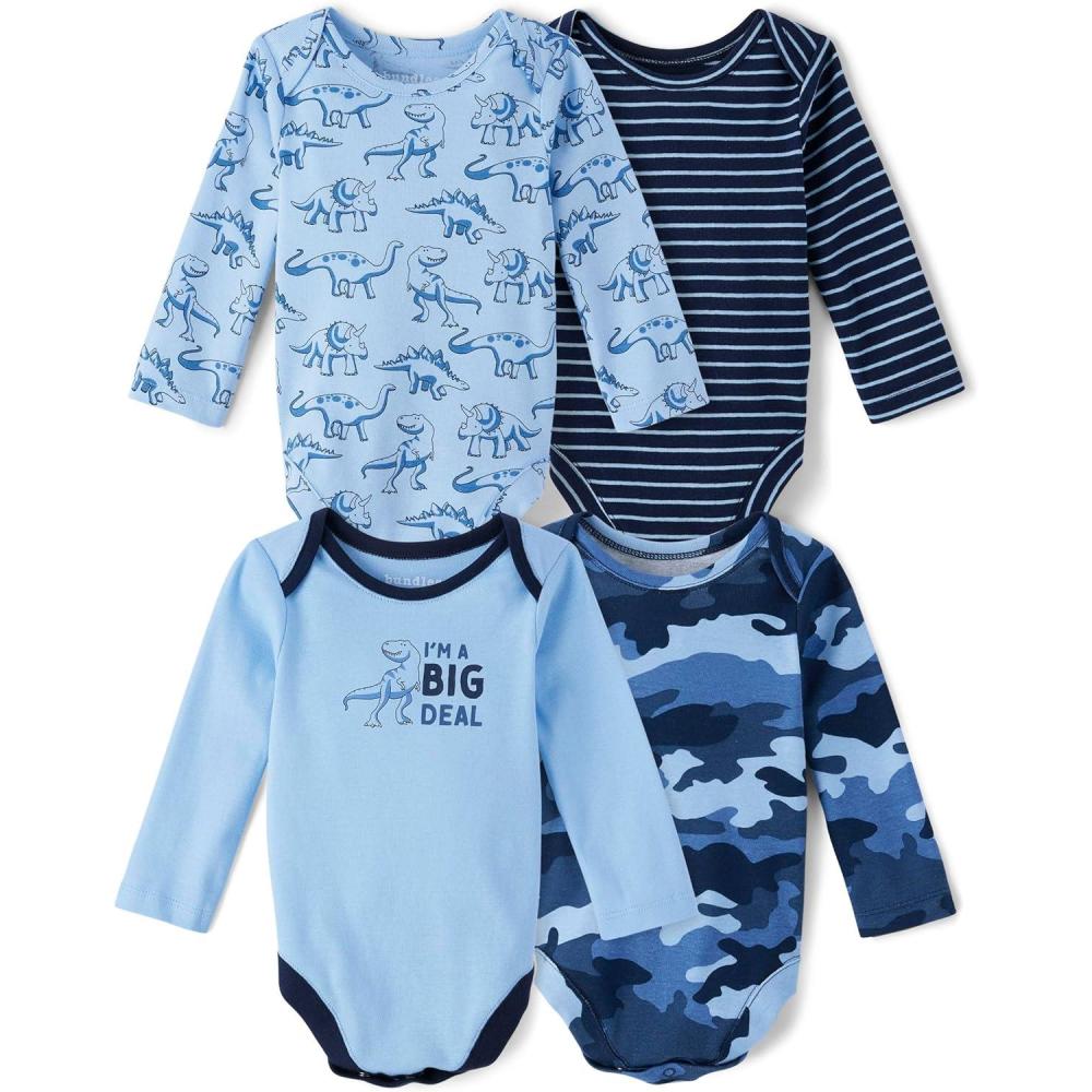 imageThe Childrens Place Baby Boys And Newborn Long Sleeve Bodysuits MultipacksDino 4pack