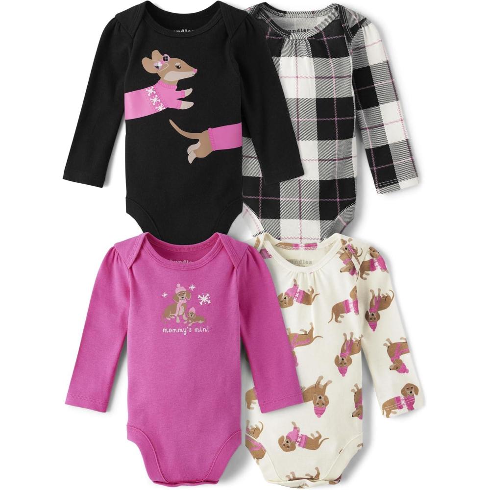 imageThe Childrens Place Baby Boys And Newborn Long Sleeve Bodysuits MultipacksFall Fushia 4pack
