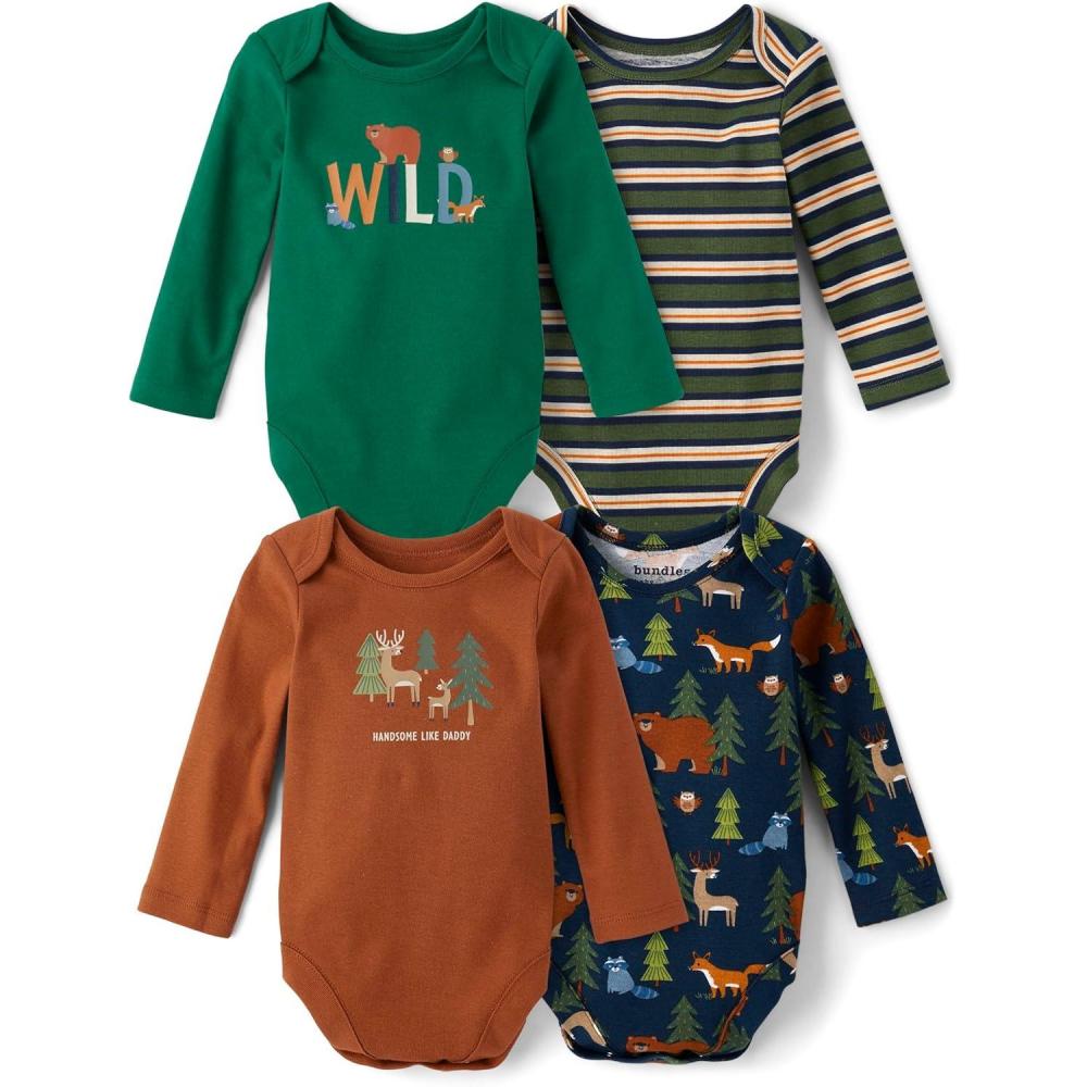 imageThe Childrens Place Baby Boys And Newborn Long Sleeve Bodysuits MultipacksWild Animal 4pack