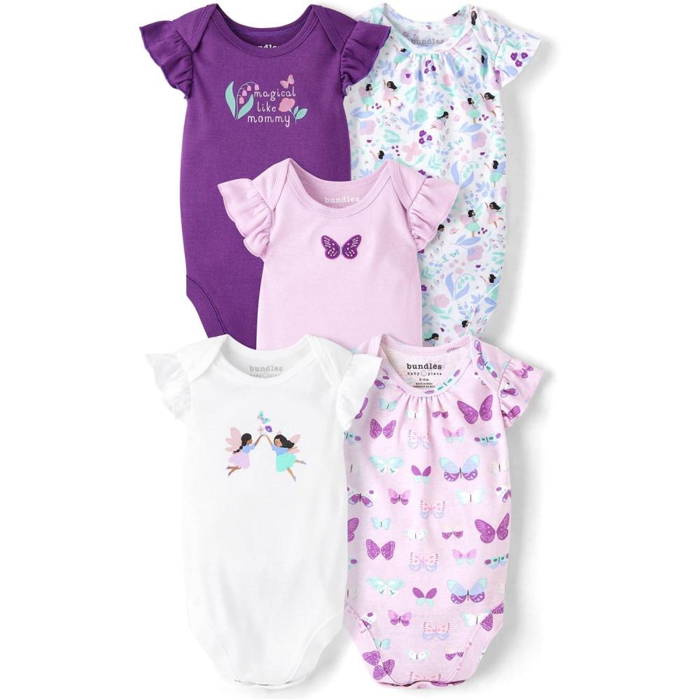 imageThe Childrens Place Baby Boys And Newborn Short Sleeve Bodysuits MultipacksFairy 5pack