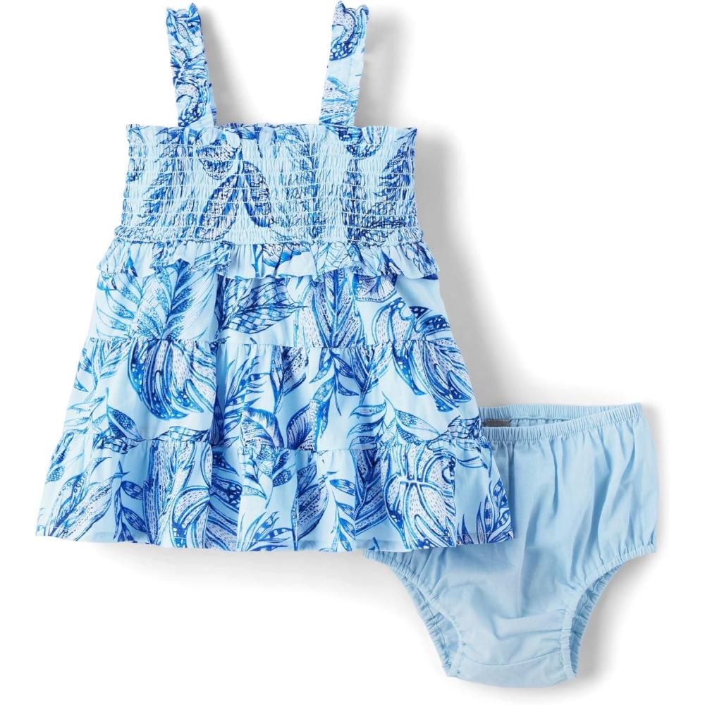 imageThe Childrens Place Baby Girls and Newborn Casual Short Sleeve Dress with Diaper CoverBlue Floral