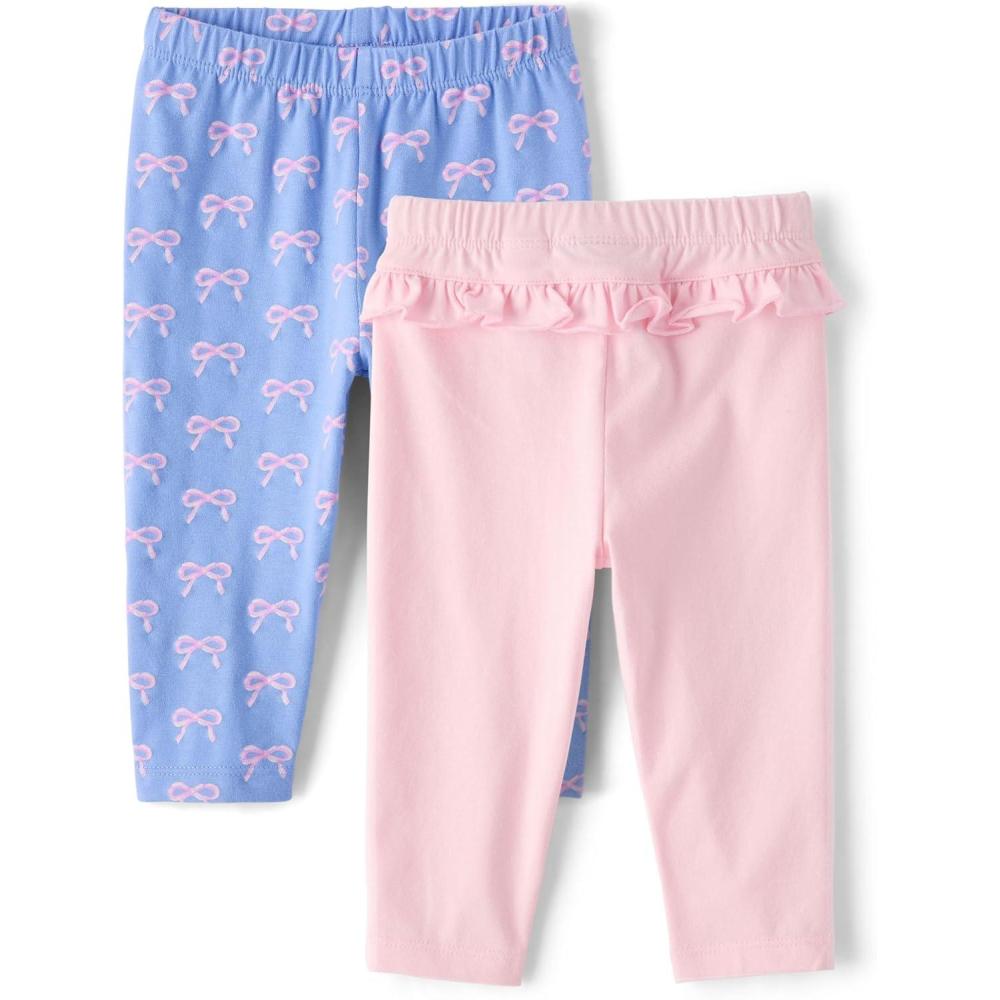 imageThe Childrens Place Baby Girls and Newborn Pull on PantsBowsPink Ruffle 2pack
