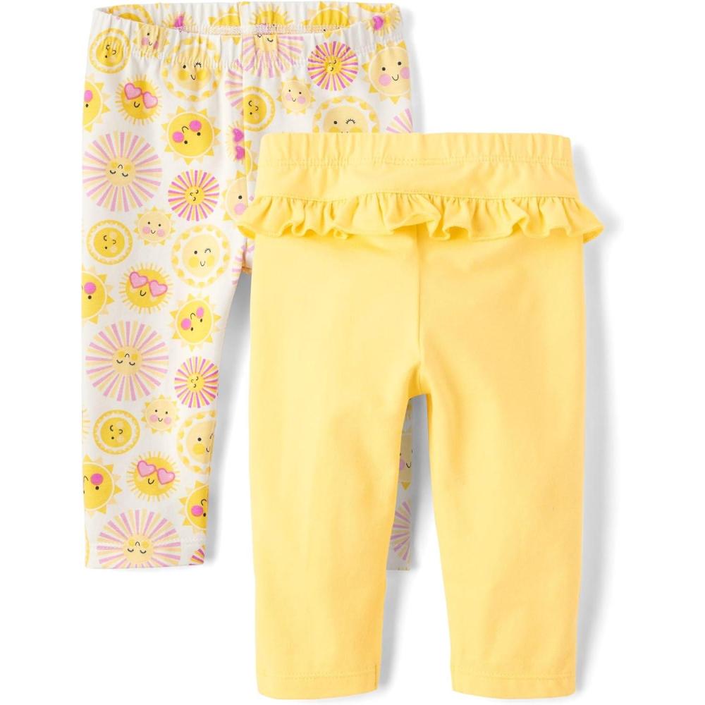 imageThe Childrens Place Baby Girls and Newborn Pull on PantsSunYellow Ruffle 2pack