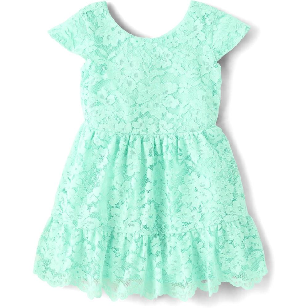 imageThe Childrens Place BabyGirls and Toddler Short Sleeve Dressy DressesMellow Aqua Lace