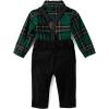 The Children’s Place Baby Boys’ And Newborn Button Down Shirt and Pants, 2 Piece Outfit(Green Plaid Set)