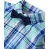 The Children’s Place Baby Boys’ And Newborn Button Down Shirt and Pants, 2 Piece Outfit(Petal Purple Plaid)