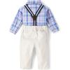 The Children’s Place Baby Boys’ And Newborn Button Down Shirt and Pants, 2 Piece Outfit(Petal Purple Plaid)
