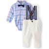The Children’s Place Baby Boys’ And Newborn Button Down Shirt and Pants, 2 Piece Outfit(Petal Purple Plaid)