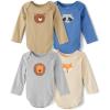The Children’s Place Baby Boys’ And Newborn Long Sleeve Bodysuits, Multipacks(Critter 4-pack)