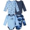 The Children’s Place Baby Boys’ And Newborn Long Sleeve Bodysuits, Multipacks(Dino 4-pack)
