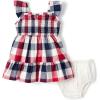 The Children’s Place Baby Girls’ and Newborn Casual Short Sleeve Dress with Diaper Cover(Americana Gingham)
