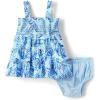 The Children’s Place Baby Girls’ and Newborn Casual Short Sleeve Dress with Diaper Cover(Blue Floral)