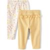 The Children’s Place Baby Girls’ and Newborn Pull on Pants(Floral/Yellow Ruffle 2-pack)