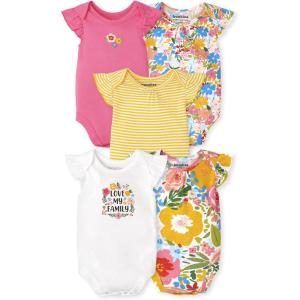 The Children’s Place Baby Boys’ And Newborn Short Sleeve Bodysuits, Multipacks(Summer Floral 5-pack)