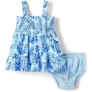 The Children’s Place Baby Girls’ and Newborn Casual Short Sleeve Dress with Diaper Cover(Blue Floral)