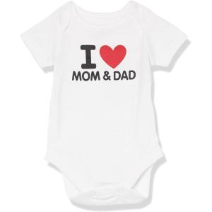 The Children’s Place Baby Short Sleeve 100% Cotton Onesie Bodysuits(I Heart Mom and Dad)