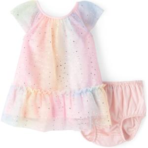 The Children’s Place Baby-Girls and Toddler Short Sleeve Dressy Dresses(Bright Pink Rainbow)