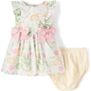 The Children’s Place,Baby-Girls,and Newborn Casual Short Sleeve Dress with Diaper CoverWhite Daisy Bunny,12 Months,18 Months(White Daisy Bunny)
