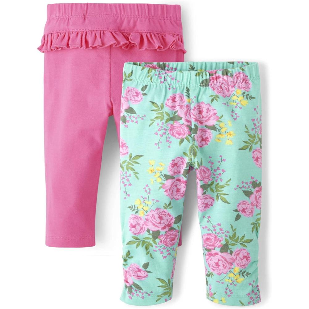 imageThe Childrens Place Baby Girls Pull on PantsFlorals 2pack