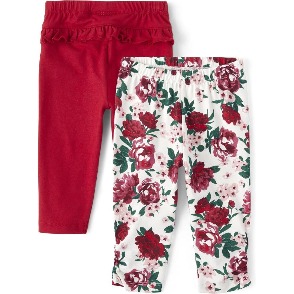 imageThe Childrens Place Baby Girls and Newborn Knit Pull on PantsRed Rose 2pack