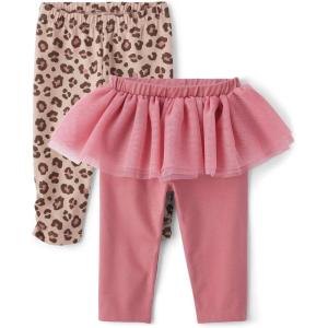The Children’s Place Baby Girls’ and Newborn Knit Pull on Pants(Blush Tutu/Cheetah 2-pack)