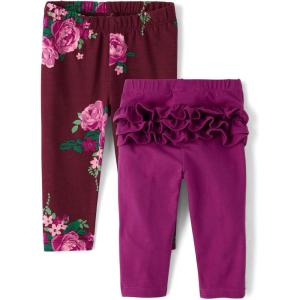 The Children’s Place Baby Girls’ and Newborn Knit Pull on Pants(Floral/Fuschia Tutu 2-pack)
