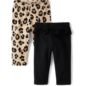 The Children’s Place Baby Girls’ and Newborn Knit Pull on Pants(Leopard/Black Tutu 2-pack)