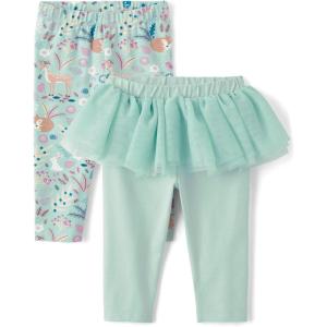 The Children’s Place Baby Girls’ and Newborn Knit Pull on Pants(Wintermint Tutu/Critter 2-pack)