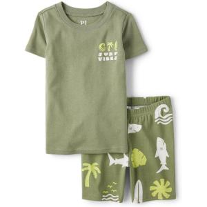 The Children’s Place Boys’ 100% Cotton Sleeve Top and Shorts 2 Piece Pajama Set(Capers)