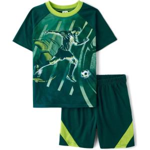 The Children’s Place boys Short Sleeve Top and Shorts,2 Piece Pajama Set(Racing Green)