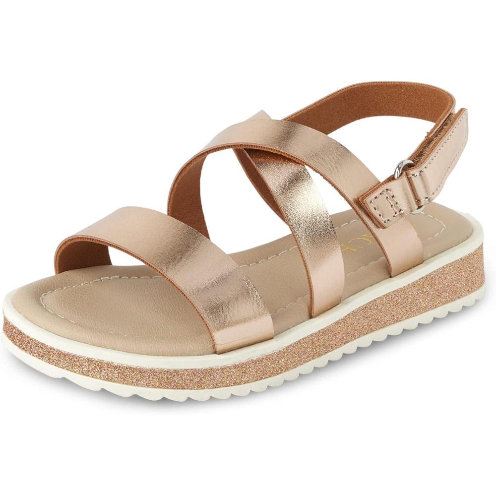 imageThe Childrens Place Baby Girls Baby Girls and Toddler Platform Sandals With Adjustable Ankle StrapRose Gold
