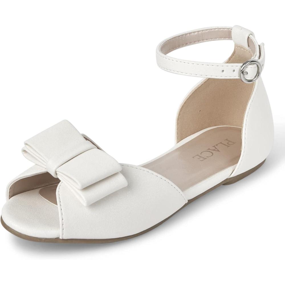 imageThe Childrens Place UnisexChild Open Toe Ballet FlatsWhite